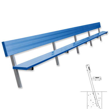Player Bench with Seat Back - 27 ft. - In-Ground (Powder Coated)